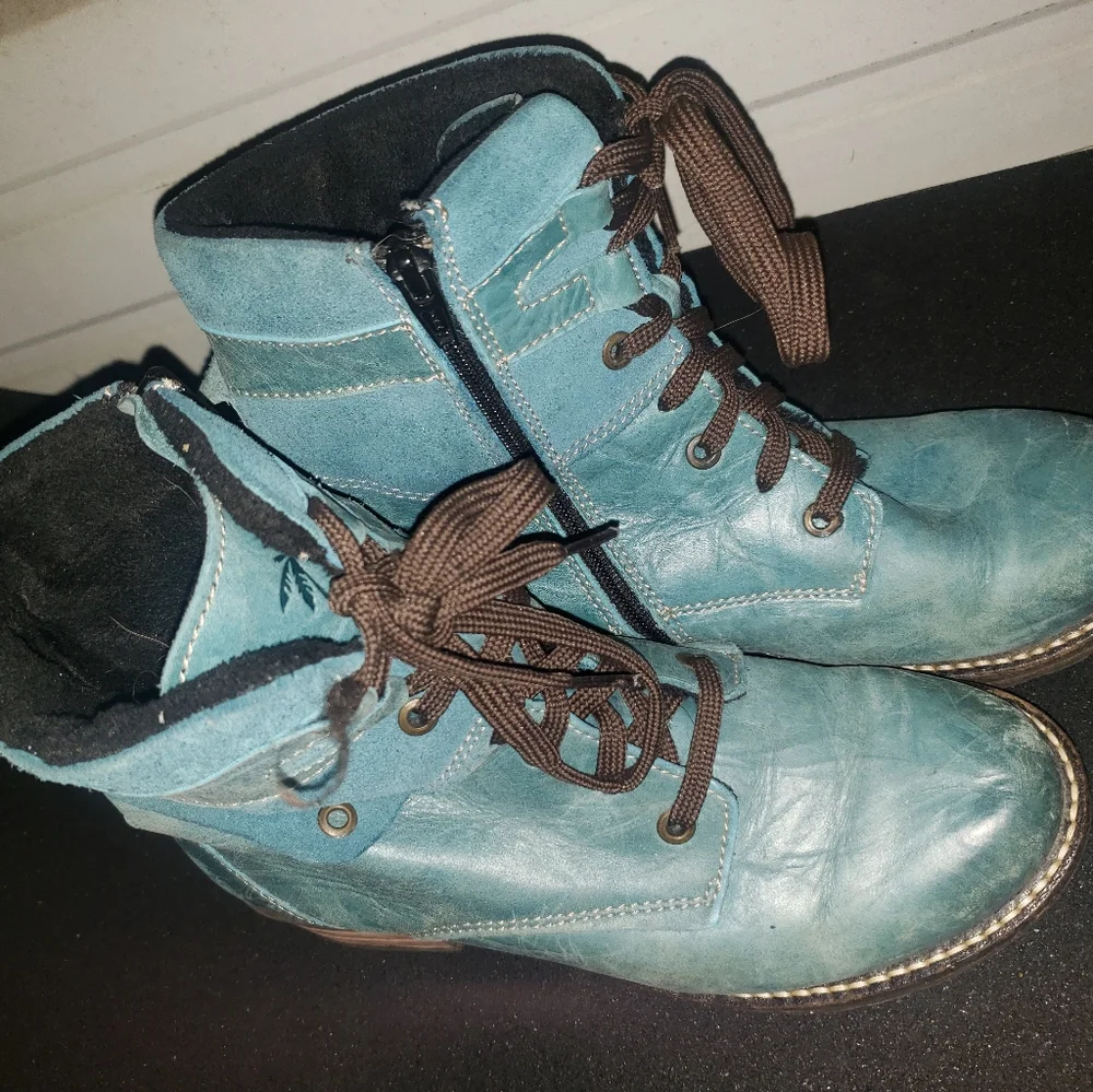 Women's Dromedaris Kara Boot Teal Size 37 combat boots shoes 6.5-7 fit_7